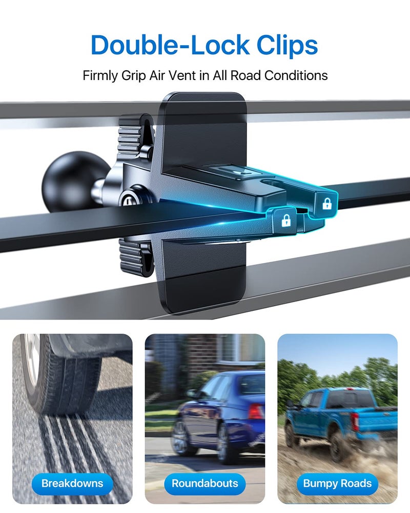 andobil 2026 Upgraded Car Phone Holder Mount for Vent, Military Sturdy Metal Clip Air Vent Phone Holder for Your Car Easy Used Cell Phone Car Mount for iPhone 17 Pro Max 15 14 13 Samsung S25 S24 - Image 2